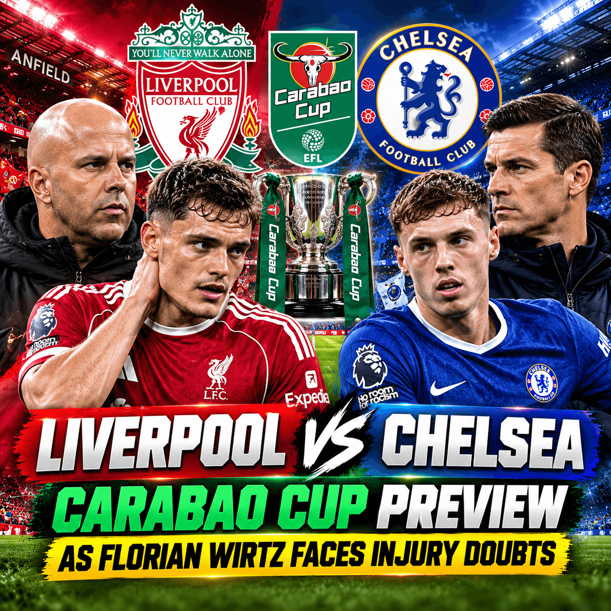 Liverpool vs Chelsea Carabao Cup Preview as Florian Wirtz Faces Injury Doubts