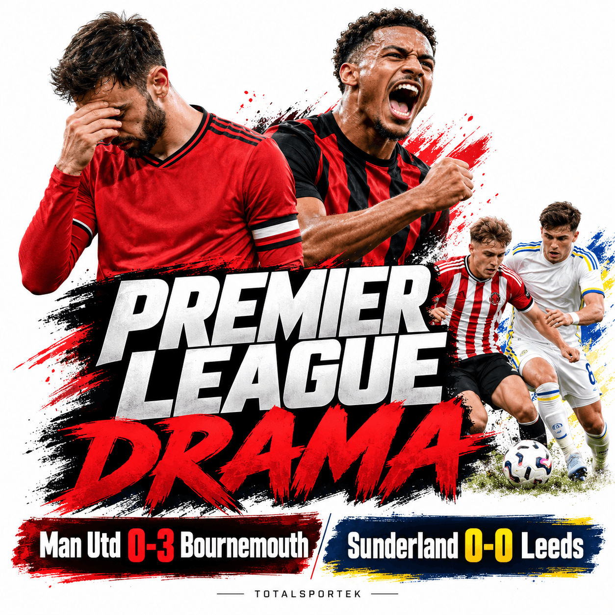 Premier League Drama as Manchester United Suffer Bournemouth Defeat and Sunderland Frustrate Leeds