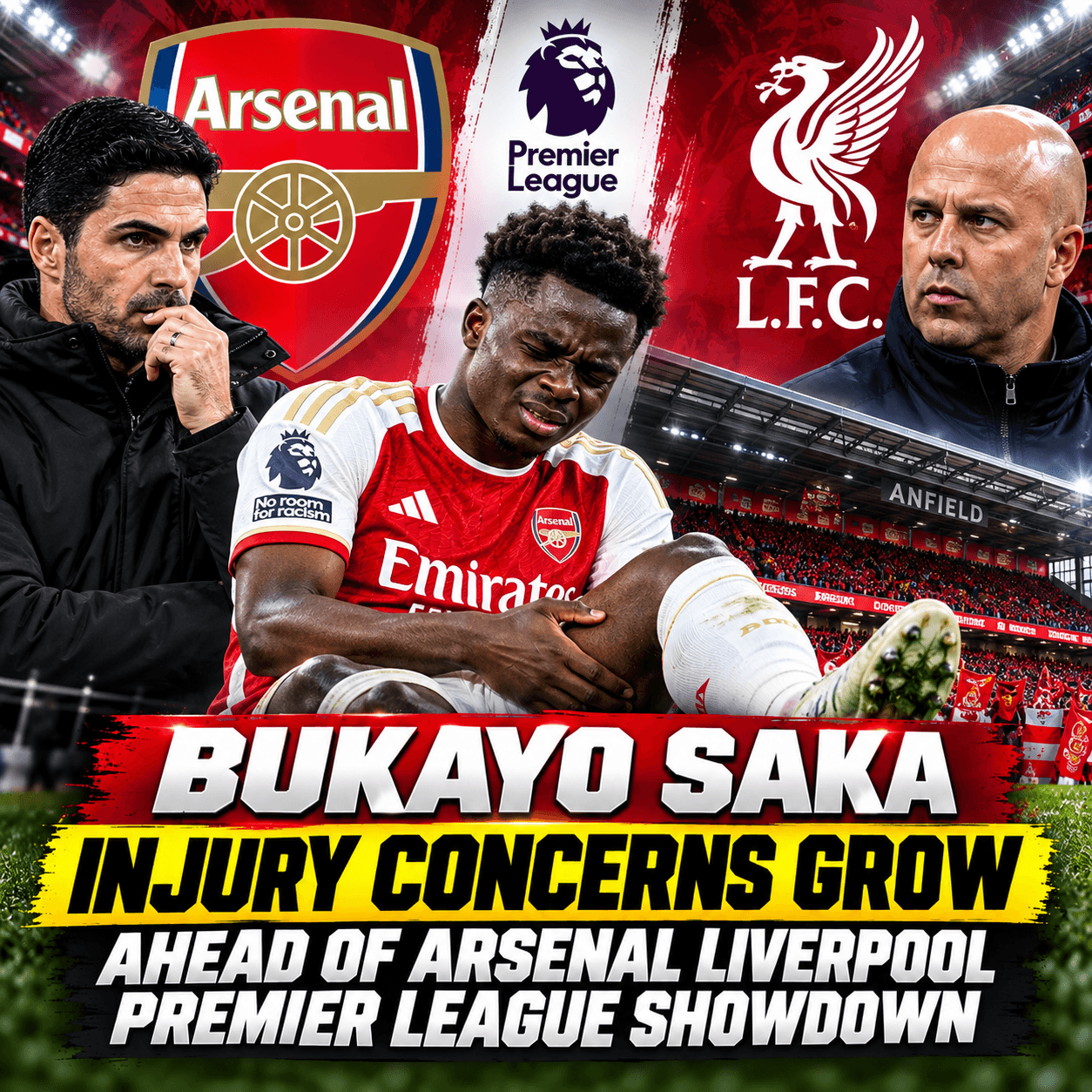 Bukayo Saka Injury Concerns Grow Ahead of Arsenal Liverpool Premier League Showdown